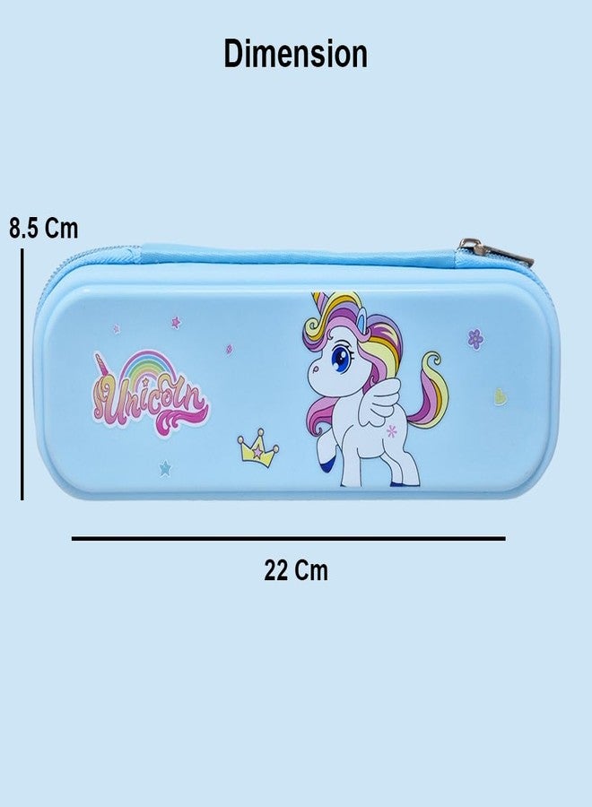 PARTEET Unicorn Printed Pouch with Pen & Pencil Holder and Zipper Closer,Waterproof Soft Travel Pouch for Kids (Multicolor) (Blue) - Image 3